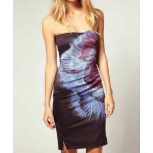 Karen Millen Abstract Strapless Wiggle Pencil Occasion Dress US 10 UK  14